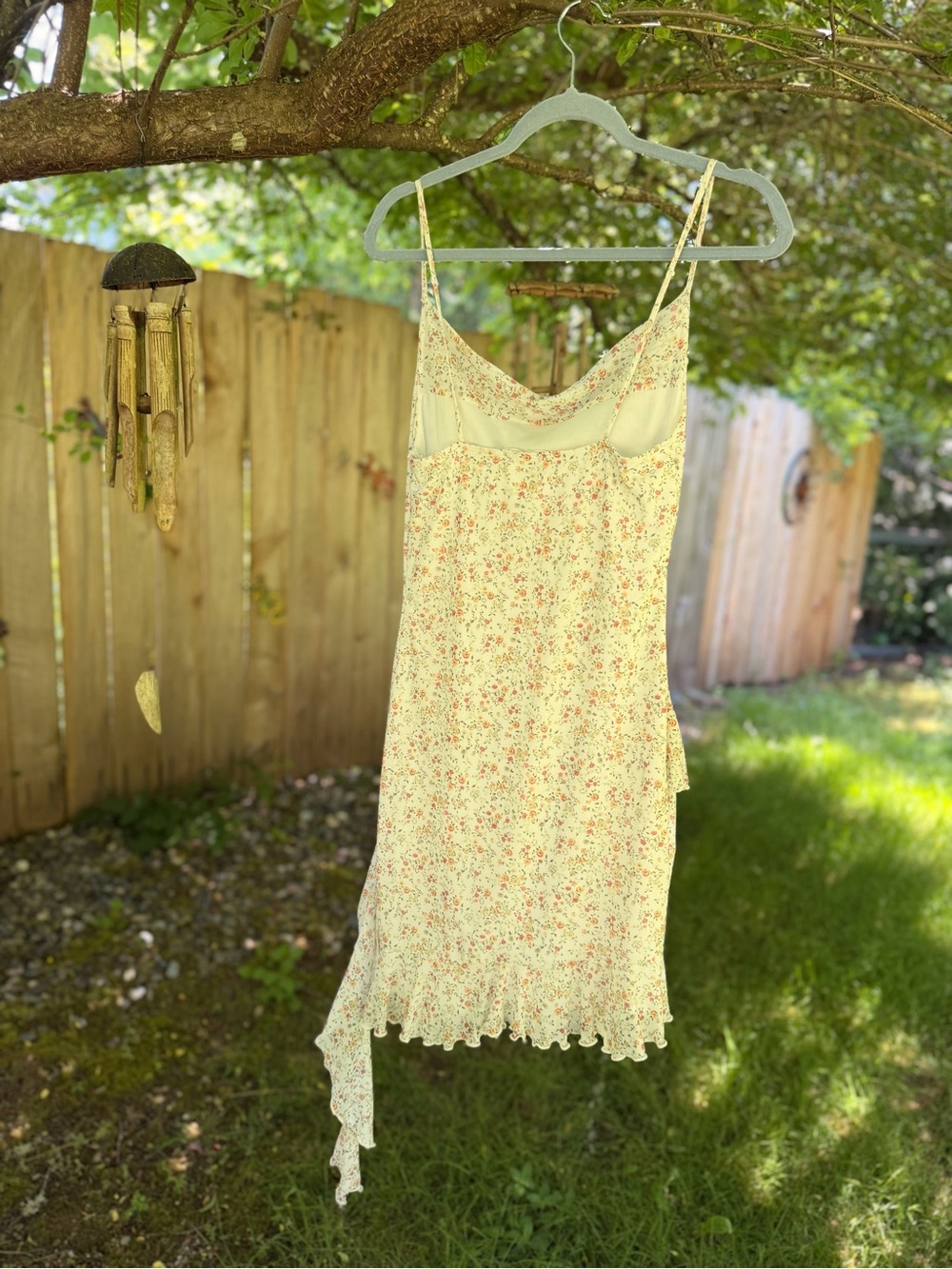 NWOT Caution To The Wind Cream Floral Slip Dress with Pink and Green Print - Picture 6 of 7